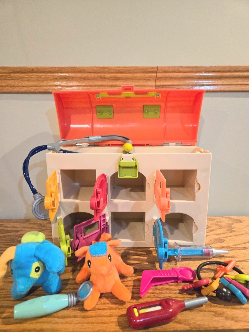Complete Discontinued B. Toys Critter Clinic Vet Set with Keys, Plush, & Tools